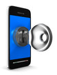 phone with key on white background. Isolated 3D image