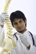 chiropractic doctor with a human spine