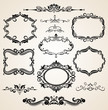 Vintage scrolls and frame. Design elements and page decoration.