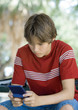 Boy playing video game