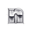 3d metal letters sketch - n. Eps10