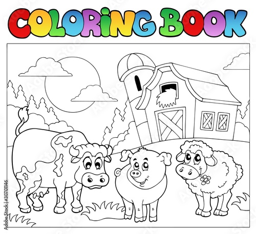 Vector: Coloring book with farm animals 3 Coloring book with farm animals 3