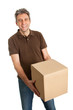 Photo: Delivery man holding package box Delivery man holding package box