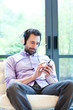 Man listening to music with MP3 player