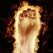 human hand open arms fire
