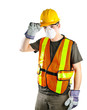Photo: Construction worker wearing safety equipment Construction worker wearing safety equipment