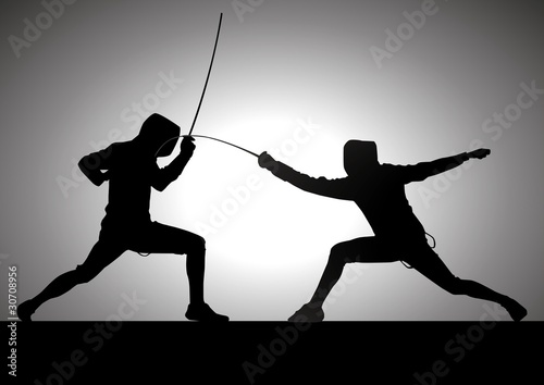 Vector: Silhouette illustration of two fencers Silhouette illustration of two fencers