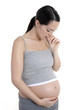 Pregnant woman looking worried