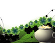 Pot with gold on a vegetative background Pot with gold on a vegetative background