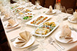 Banquet table with snacks