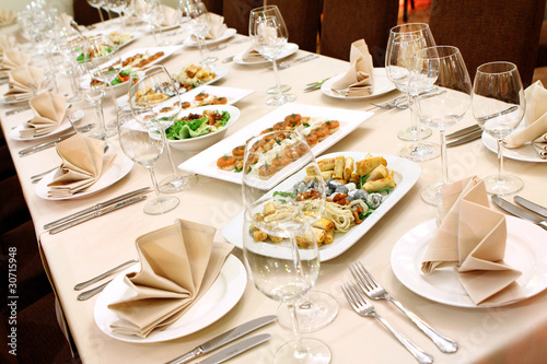 Photo: Banquet table with snacks Banquet table with snacks