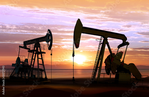 Photo: oil pumps on sunset oil pumps on sunset
