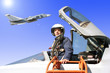 The military pilot in the plane