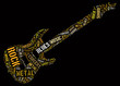Tagcloud: guitar silhouette of music words Tagcloud: guitar silhouette of music words