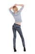 Young woman dancing. Rear view. Young woman dancing. Rear view.