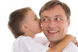 father and son on a white background