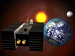 Garbage ship in Sun system over Earth