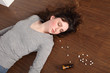 Photo: Problem teenager girl takes overdose of pills Problem teenager girl takes overdose of pills