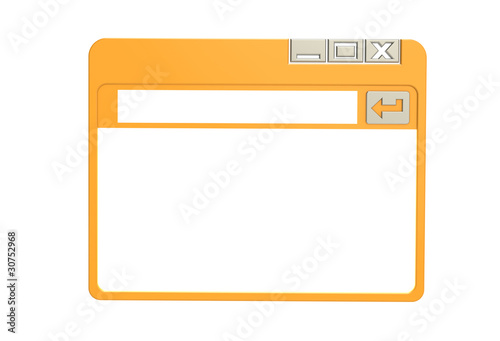 Illustration: Internet Browser Window, simplified. Orange isolated on white Internet Browser Window, simplified. Orange isolated on white