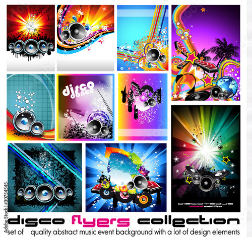 Vetor: 10 Abstract Music Background for Discoteque Flyer set 3 10 Abstract Music Background for Discoteque Flyer set 3