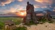 Ruins of Plavecky castle - panoramic view