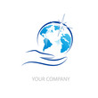 Logo hand and the world # Vector