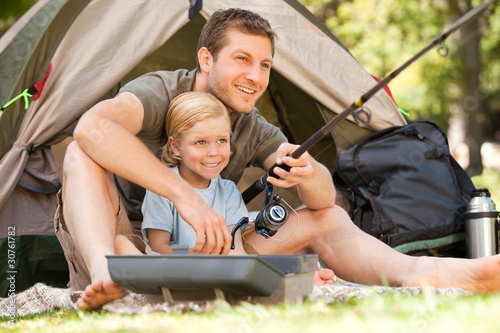 Photo: Father fishing with his son Father fishing with his son
