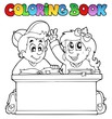 Coloring book with two pupils