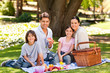 Joyful family picnicking in the park Joyful family picnicking in the park