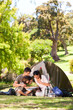 Family camping in the park