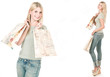 young woman with shopping bags