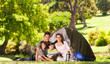 Family camping in the park