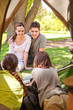 Family camping in the park