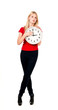 Young beautiful woman with the clock