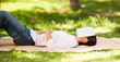 Woman sleeping with her book Woman sleeping with her book