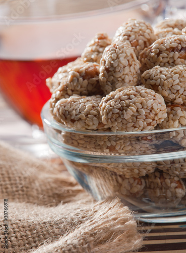 Photo: Almonds in sugar and sesame Almonds in sugar and sesame