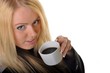 blonde woman and coffe