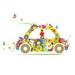 Floral car shape for your design Floral car shape for your design