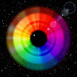 Starry sky with rainbow iris and pupil.