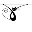 Graceful black cat silhouette for your design