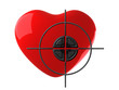Red heart and target on white