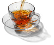 Tea flowing in cup