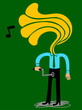 gramophone-head man manipulates crank in his fly