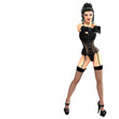 very attractive young lady wearing a corset. 3D rendering over very attractive young lady wearing a corset. 3D rendering over