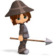 cute and funny cartoon guard. 3D rendering with clipping path