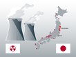 Japan nuclear power stations map with highlighted Fukushima