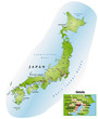 Japan Übersicht mit Details und Städten