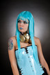 Photo en ligne au meilleur prix Cyber gothic girl with golden gas mask