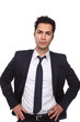 Businessman against white background