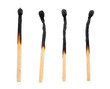 Burned matches isolated on white background